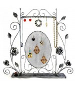 Porte bijoux Grand Cadre pour collier chaine et boucles - Gris