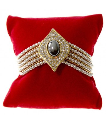 Coussin montre et bracelet en velours 8 x 8 cm - Rouge