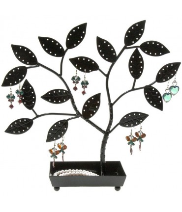 Arbre à boucle d'oreille et bijoux Bonzai (60 paires) - Noir
