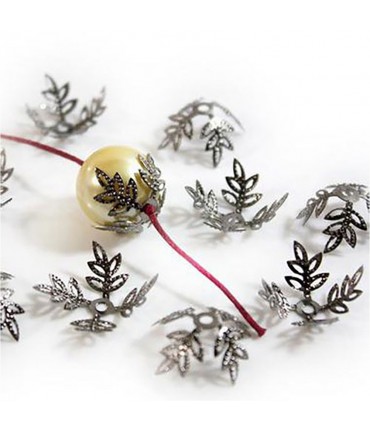 Calottes coupelles fleurs 4 pétales pour perles (10 pièces) - Anthracite