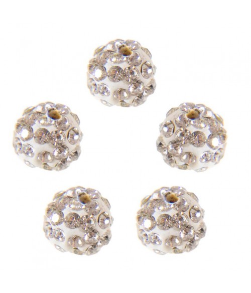 Perles shamballa rondes 50 strass en cristal 8 mm (5 pièces)