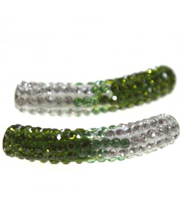 Perles shamballa tubes bicolores dégradées 50 mm (1 pièce) - Olive