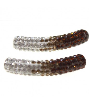 Perles shamballa tubes bicolores dégradées 50 mm (1 pièce) - Marron