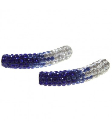 Perles shamballa tubes bicolores dégradées 50 mm (1 pièce) - Bleu royal