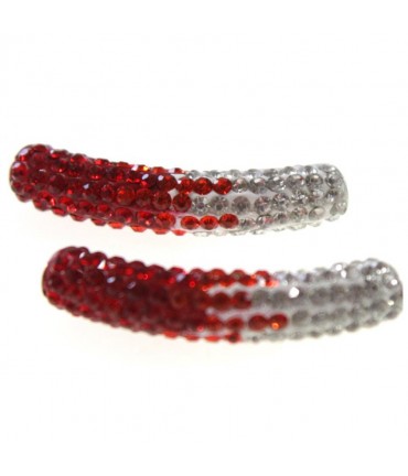 Perles shamballa tubes bicolores dégradées 50 mm (1 pièce) - Rouge