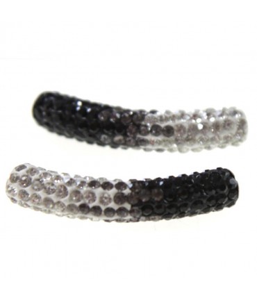 Perles shamballa tubes bicolores dégradées 50 mm (1 pièce) - Noir