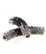 Perles shamballa tubes en cristal bicolores 45 mm (1 pièce)