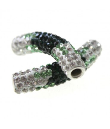 Perles shamballa tubes en cristal bicolores 45 mm (1 pièce) - Emeraude