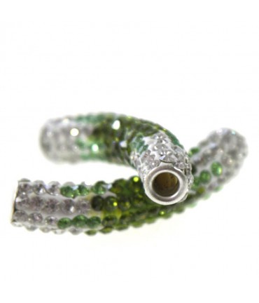 Perles shamballa tubes en cristal bicolores 45 mm (1 pièce) - Olive