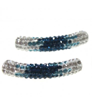 Perles shamballa tubes en cristal bicolores 45 mm (1 pièce) - Zircon bleu
