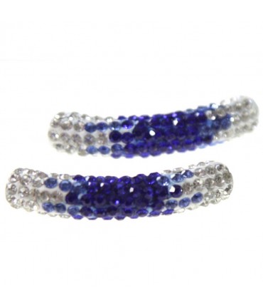 Perles shamballa tubes en cristal bicolores 45 mm (1 pièce) - Bleu royal