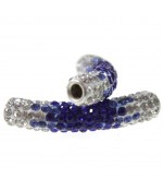 Perles shamballa tubes en cristal bicolores 45 mm (1 pièce)