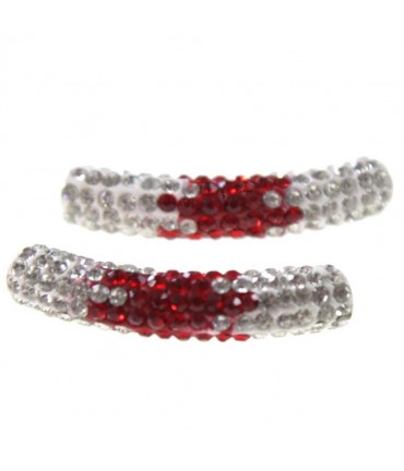 Perles shamballa tubes en cristal bicolores 45 mm (1 pièce) - Rouge