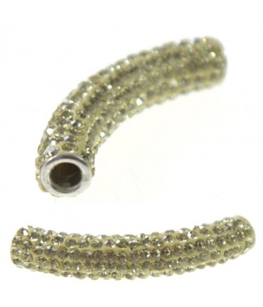 Perles shamballa tubes pierre de cristal 45 mm (1 pièce) - Jaune clair