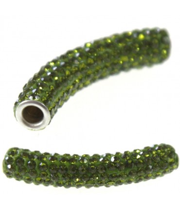 Perles shamballa tubes pierre de cristal 45 mm (1 pièce) - Olive