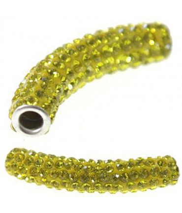 Perles shamballa tubes pierre de cristal 45 mm (1 pièce) - Jaune