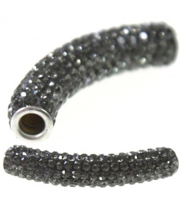 Perles shamballa tubes pierre de cristal 45 mm (1 pièce) - Gris