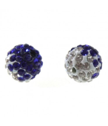 Perles shamballa rondes bicolores dégradées 10 mm (5 pièces) - Bleu royal