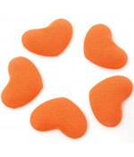 Bouton tissu cœur à coller accessoire bijoux (5 pièces) - Orange