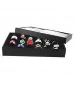 Boite à bague plateau carton avec couvercle (36 bagues) noir - Noir