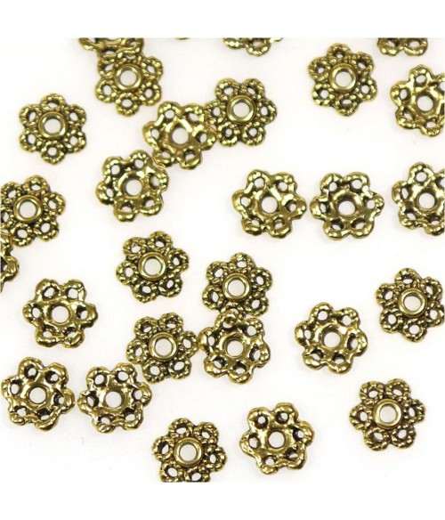 Calottes d&#039;ornements fleurs pour perles (50 pièces)