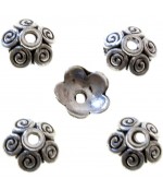 Calottes ornement perle 5 spirales (20 pièces) - Argenté