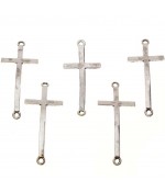Connecteurs bracelets Croix (5 pièces) - Argenté