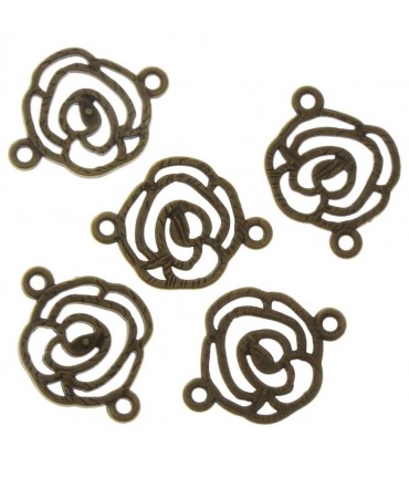 Connecteurs bijoux Fleur rose (5 pièces) - Bronze