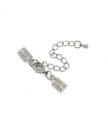 Kit fermeture bracelet collier ruban cordon 50 mm (5 pièces) - Argenté