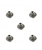 Perles toupie tibétaines en métal 6.5 x 7 mm - Argenté
