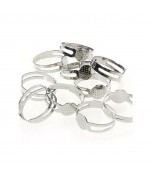 Supports de bagues réglables pour la création de bijoux tamis 8 mm (10 pièces) - Gris