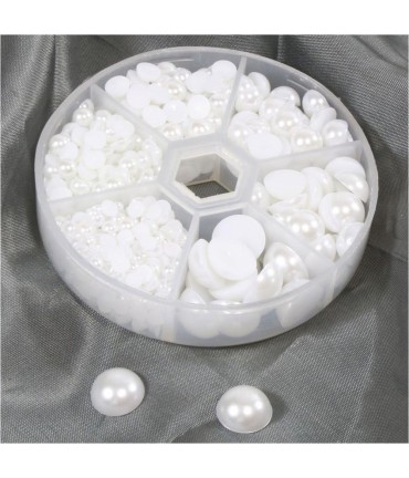 Kit cabochons acryliques 4 à 12 mm (650 pièces) - Blanc
