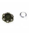 Kit cabochon verre support rond rosace 20 mm (10 pièces)
