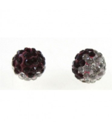 Perles shamballa rondes bicolores dégradées 12 mm (5 pièces) - Bordeaux