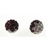 Perles shamballa rondes bicolores dégradées 12 mm (5 pièces) - Bordeaux