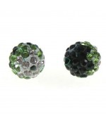 Perles shamballa rondes bicolores dégradées 12 mm (5 pièces) - Emeraude