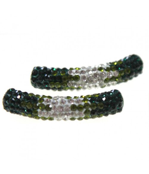 Perles shamballa tubes bicolores cristal 45 mm (1 pièce)