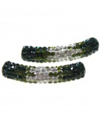 Perles shamballa tubes bicolores cristal 45 mm (1 pièce) - Olive