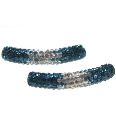 Perles shamballa tubes bicolores cristal 45 mm (1 pièce) - Zircon bleu