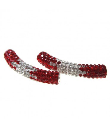 Perles shamballa tubes bicolores cristal 45 mm (1 pièce) - Rouge