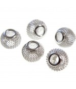 Perles metal tressé boules treillis 12 mm (5 pièces) - Argenté