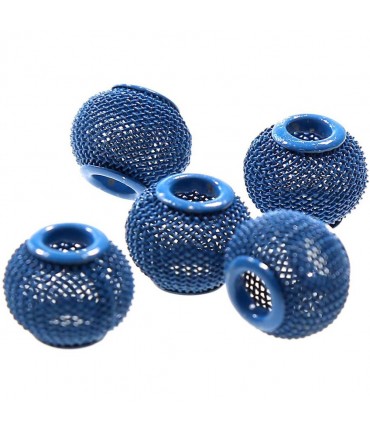 Perles metal tressé boules treillis 12 mm (5 pièces) - Bleu