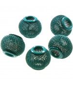 Perles metal tressé boules treillis 12 mm (5 pièces) - Vert