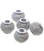 Perles metal tressé boules treillis 12 mm (5 pièces) - Gris