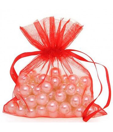 Sachets organza 8 x 11 cm pour bijoux ou dragées lot de 50 - Rouge