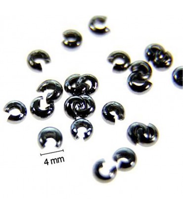Cache Perles À Écraser ( 100 Pièces ) ( 3 Mm De Diamètre ) - Anthracite