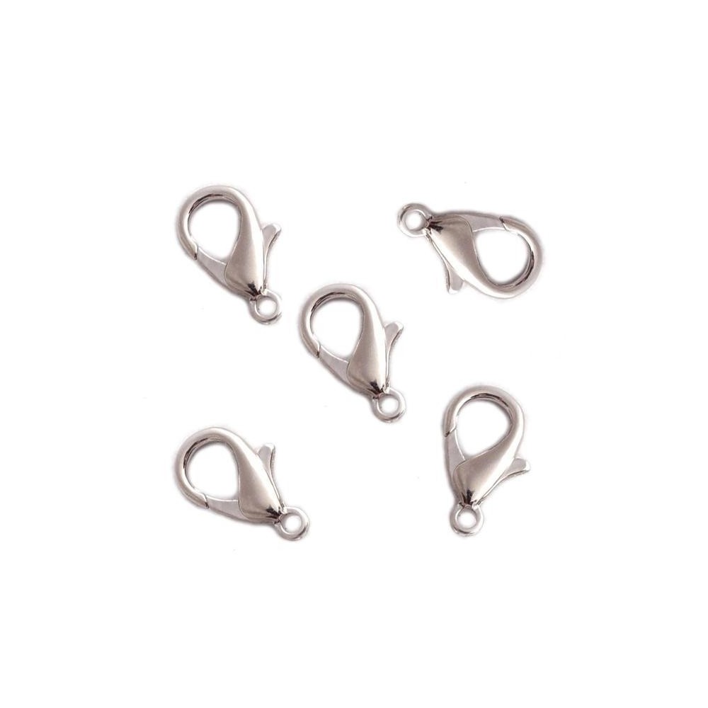 Fermoir mousqueton avec anneau pivotant 12 mm Placage Argent fin x1 -  Perles & Co