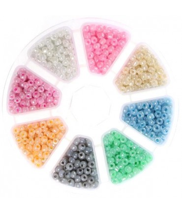 Boite perles de rocaille 2 mm en Verre Ceylan (8000 Perles) - Multicolore