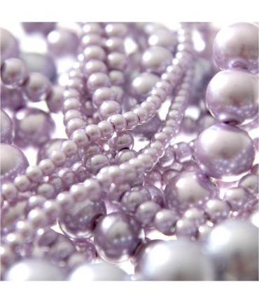 Perles nacrées 14 mm en verre de Bohême couleurs pastel lot de 10 - Parme