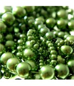 Perles nacrées 8 mm en verre de Bohême couleurs vives lot de 20 - Kaki